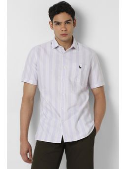Van Heusen - Men Purple Slim Fit Stripe Half Sleeves Casual Shirt