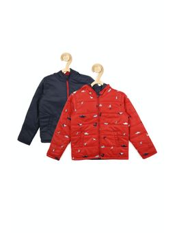 Allen Solly Junior - Boys Red Printed Regular Fit Jacket