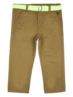 Allen Solly Junior - Boys Khaki Slim Fit Solid Trousers
