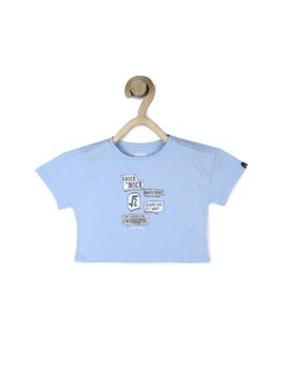 Allen Solly Junior - Girls Blue Graphic Casual T-Shirt