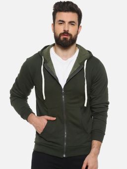 Campus Sutra - Men Zipper Solid Full Sleeve Stylish Casual Hooded Sweatshirt