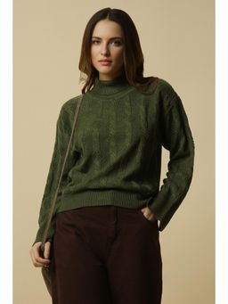 Allen Solly - Women Green Textured Turtle Neck Casual Sweater
