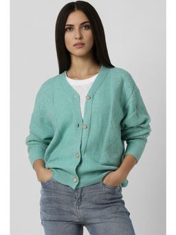 Van Heusen - Women Green Textured V Neck Cardigan