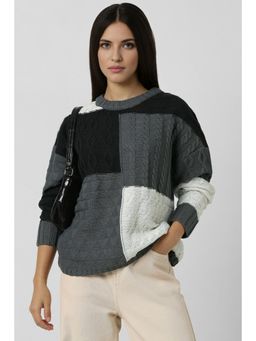 Van Heusen - Women Grey Woven Round Neck Sweater