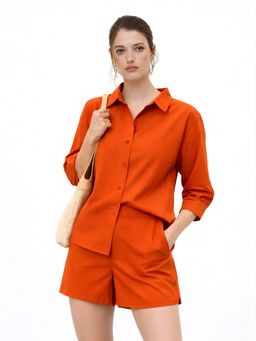 Lounge Dreams - Rust Pure Cotton Shorts Co-Ord (Set of 2)