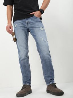 SHOWOFFFF - Men Blue Solid Straight Fit Jeans