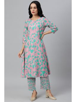 W - Pink Printed Straight Kurta
