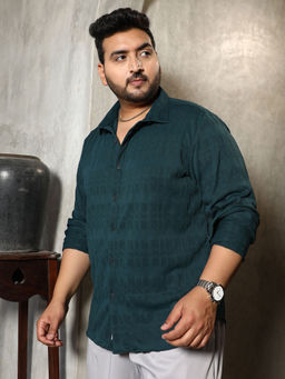 Instafab Plus - Mens Phlato Green Braided-Knot Tactile Shirt