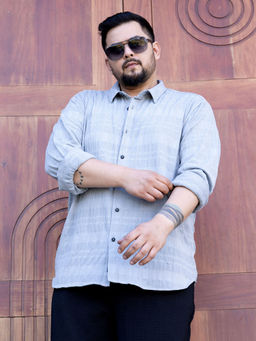 Instafab Plus - Mens Baby Blue Braided-Knot Tactile Shirt