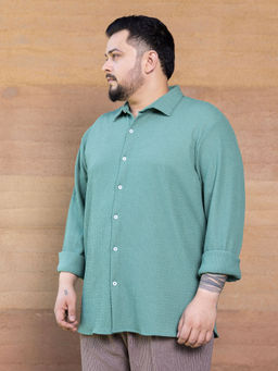Instafab Plus - Mens Sage Green Weave-Tactile Shirt