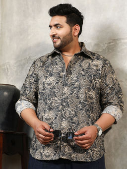 Instafab Plus - Mens Navy Blue Paisley-Galleria Shirt