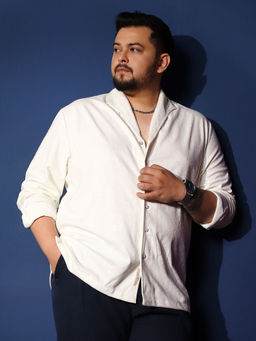 Instafab Plus - Mens Chalk White Corroded-Tactile Shirt