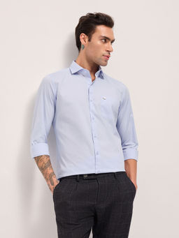 The Bear House - Mens Tailored Fit Blue Solid Formal Shirt
