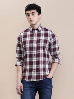 Crocodile - Mens Maroon Checks Comfort Casual Shirt