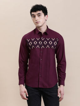 Crocodile - Mens Wine Collar Printed Comfort Casual Shirt