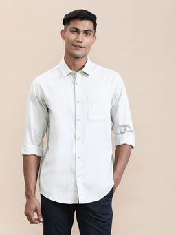 Crocodile - Mens White Solid Full Sleeve Casual Shirt