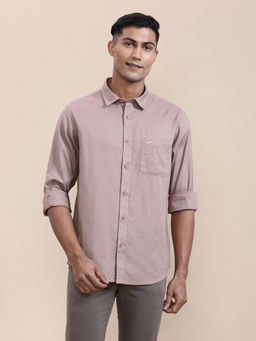 Crocodile - Mens Purple Solid Full Sleeve Casual Shirt