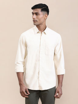 Crocodile - Mens Yellow Collar Premium Perma-Finish Oxford Full Sleeve Casual Shirt