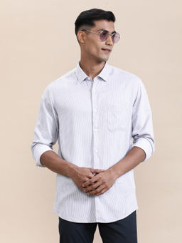 Crocodile - Mens Purple Collar Luxury Stripes Fluid Casual Shirt