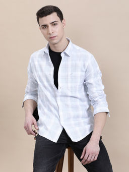 Crocodile - Mens Blue Collar Checks Comfort Casual Shirt