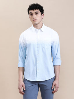 Crocodile - Mens Blue Collar Engineered Stripe Full Sleeve Casual Shirt