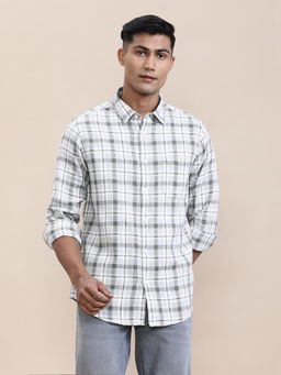Crocodile - Mens Grey Collar Checks Full Sleeve Casual Shirt