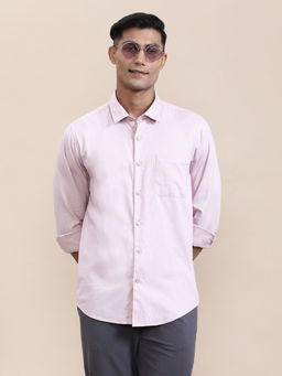 Crocodile - Mens Pink Collar Cotton Solid Full Sleeve Casual Shirt