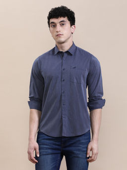 Crocodile - Mens Blue Collar Cotton Pinstripe Full Sleeve Casual Shirt