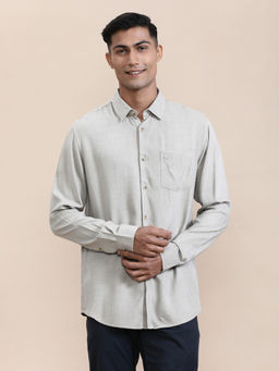 Crocodile - Mens Grey Collar Classic Solid Comfort Casual Shirt