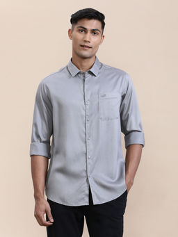 Crocodile - Mens Grey Collar Premium Fluid Press Button Full Sleeve Casual Shirt
