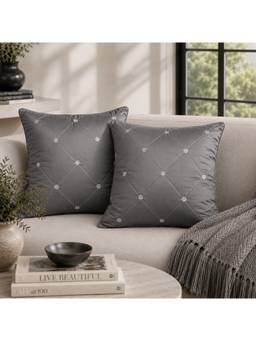 ERBA - Grey Genoa Cushion Cover (18 x 18 Inches)