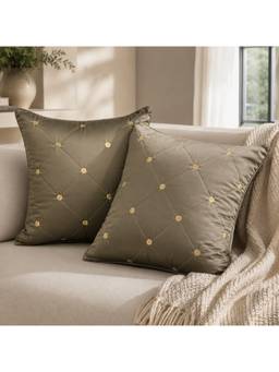 ERBA - Taupe Genoa Cushion Cover (18 x 18 Inches)