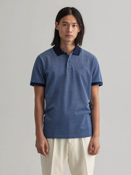 GANT - Blue Self Design Polo T-Shirt