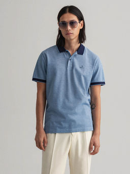 GANT - Blue Self Design Polo T-Shirt