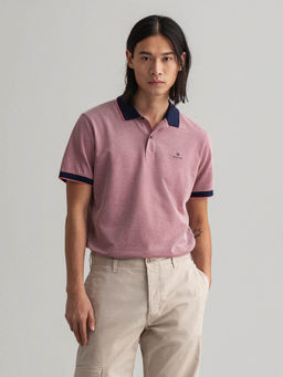 GANT - Pink Self Design Polo T-Shirt