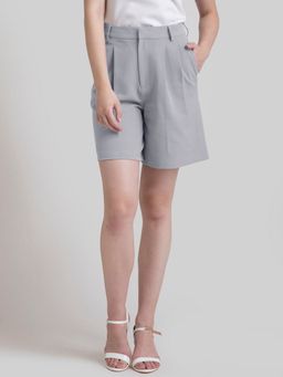FABLE STREET - Pleated Solid Shorts - Grey