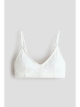 H&M - Girls White Padded Cotton Pointelle Bra