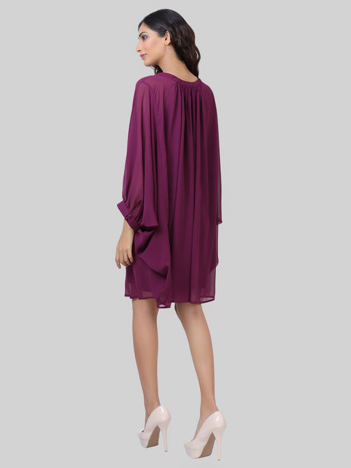 anti fit dress Onion Pink Cotton V- Neck Anti-Fit Dress