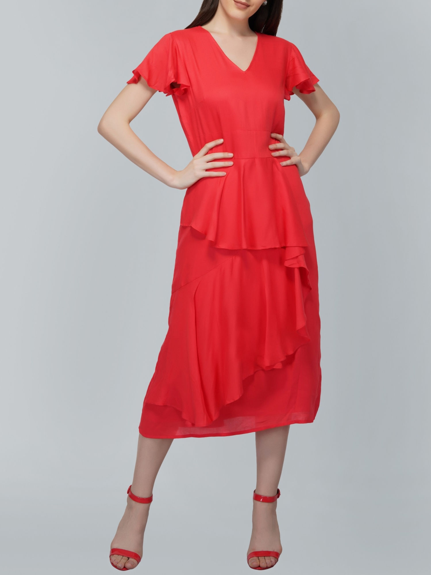 red one piece frock