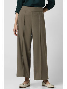 Van Heusen - Women Brown Solid Formal Regular Fit Trouser