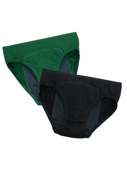 Adira - Girls Black & Green Teen Period Panties (Pack of 2)
