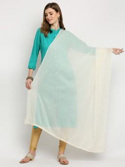Dupatta Bazaar - Womens Cream Cotton Dupatta