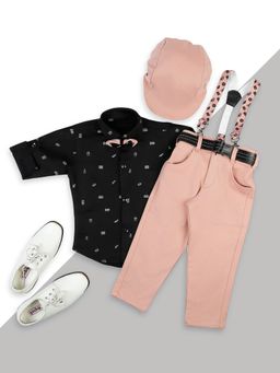 Kids Island - Peach Suspender with Shirt, Pant, Suspender and Bow Tie (Set of 6)