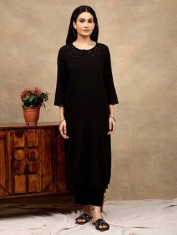 Dharya - Black Cutwork Embroidered Cotton Kurta with Pant