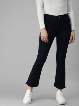 SHOWOFFFF - Womens Bootcut Clean Look Navy Blue Jeans