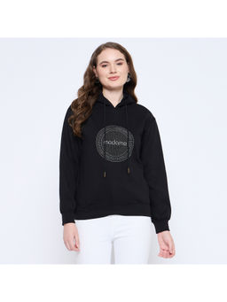 Madame - Black Print Loose Fit Hoodie