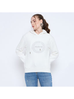 Madame - White Print Loose Fit Hoodie
