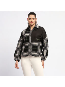 Madame - Geometric Print Black Puff Sweatshirt