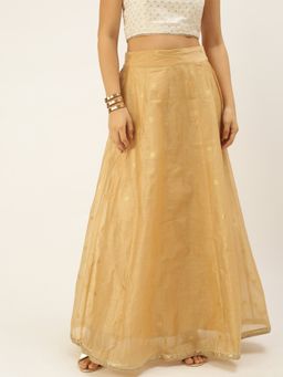 De Moza - Womens Printed Polyester Gold Skirt