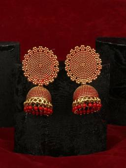 Anika's Creations - Traditional Gold Plated Enamelled Party Wear Jhumka Earring